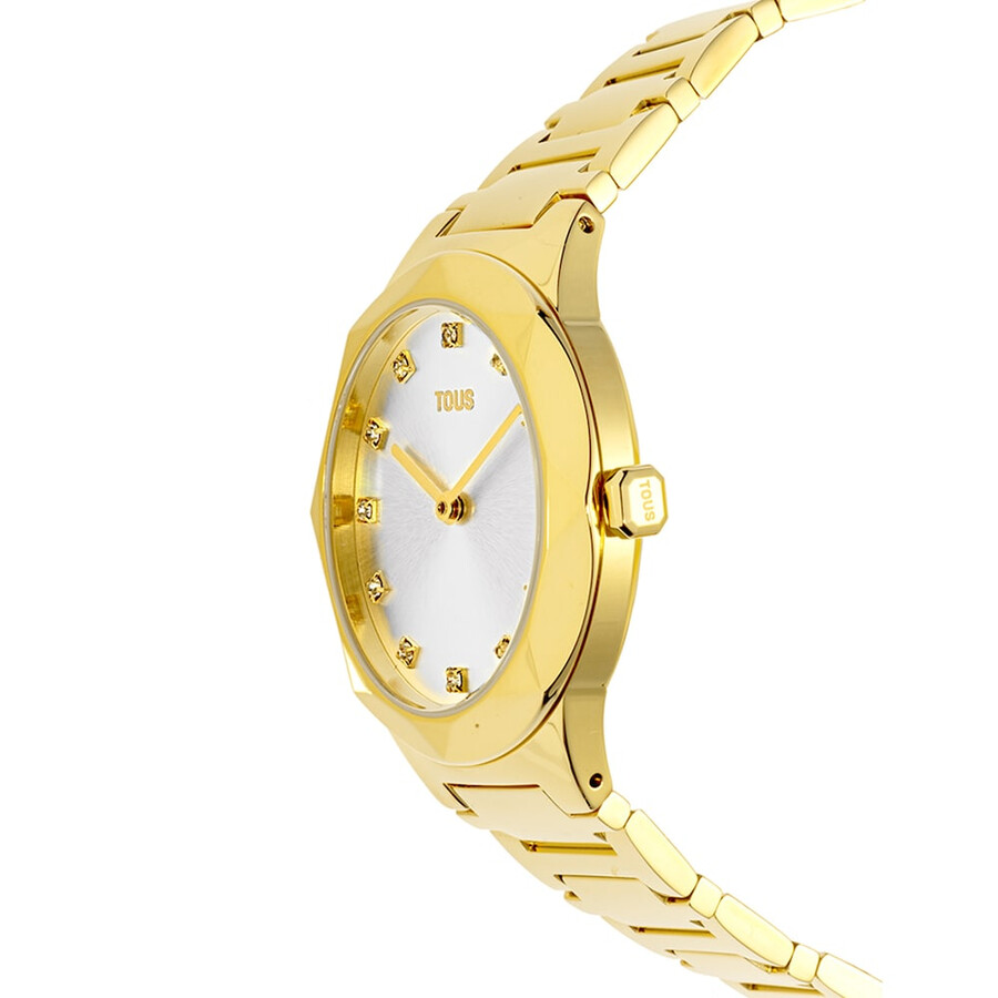 analoge uhr mit goldfarbenem ipg-stahlarmband karat oval