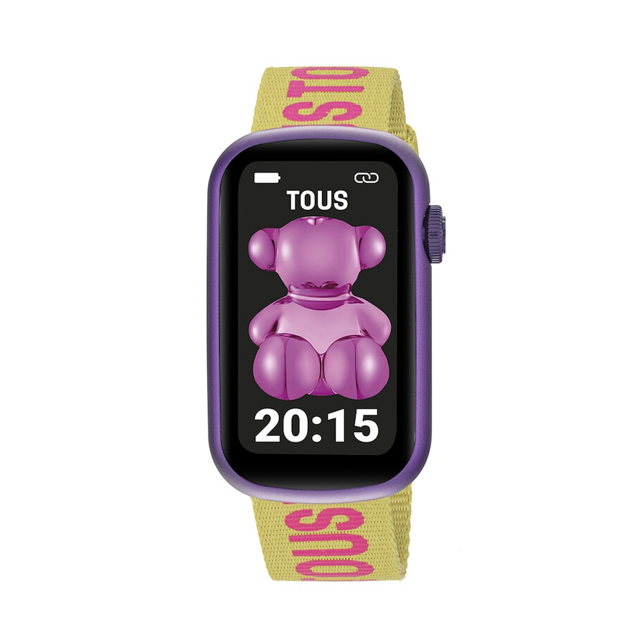 smartwatch mit nylonarmband und fuchsiafarbenem silikonarmband t-band
