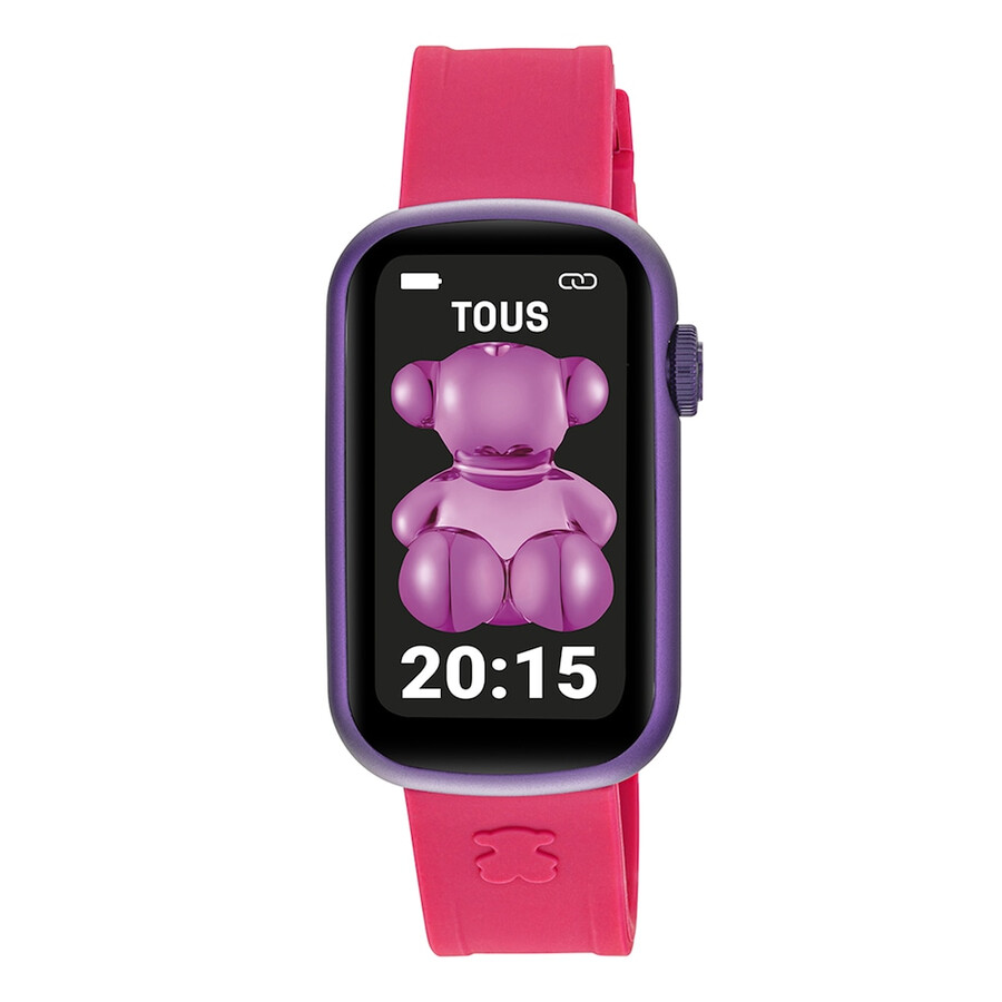 smartwatch mit nylonarmband und fuchsiafarbenem silikonarmband t-band