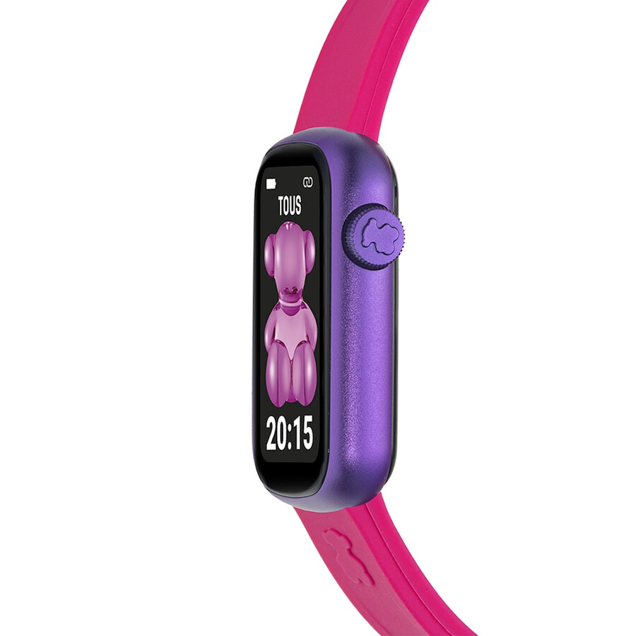 smartwatch mit nylonarmband und fuchsiafarbenem silikonarmband t-band