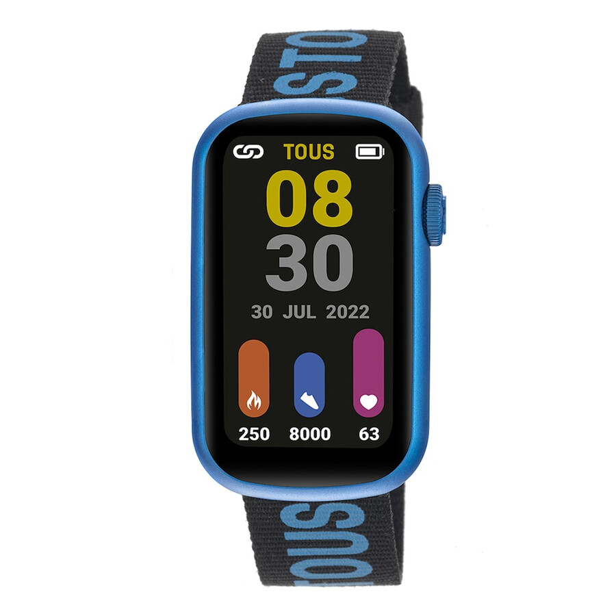 smartwatch mit nylonarmband und blauem silikonarmband t-band
