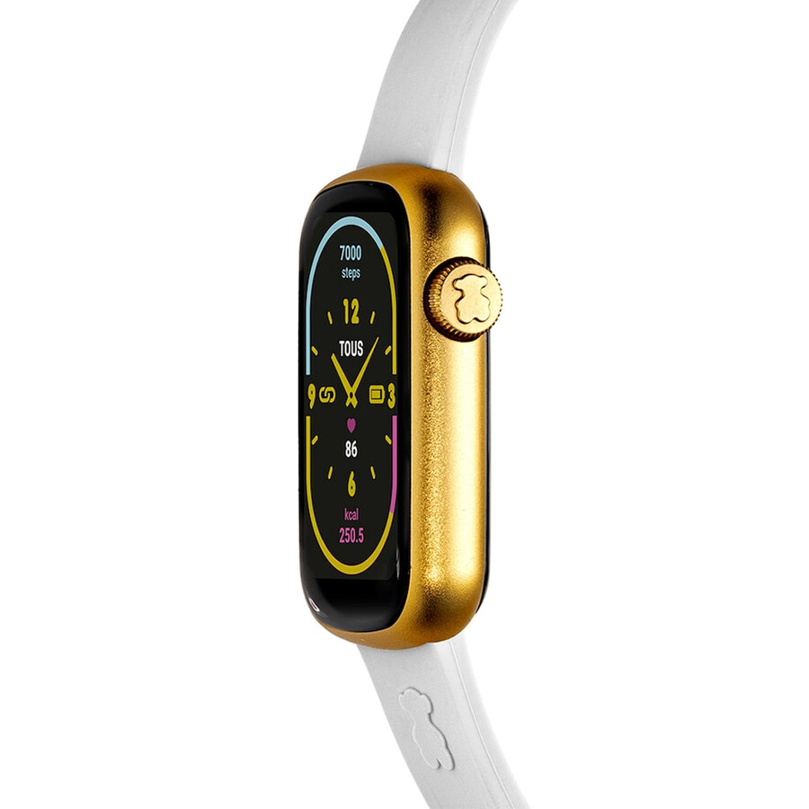 smartwatch mit nylonarmband und weißem silikonarmband t-band