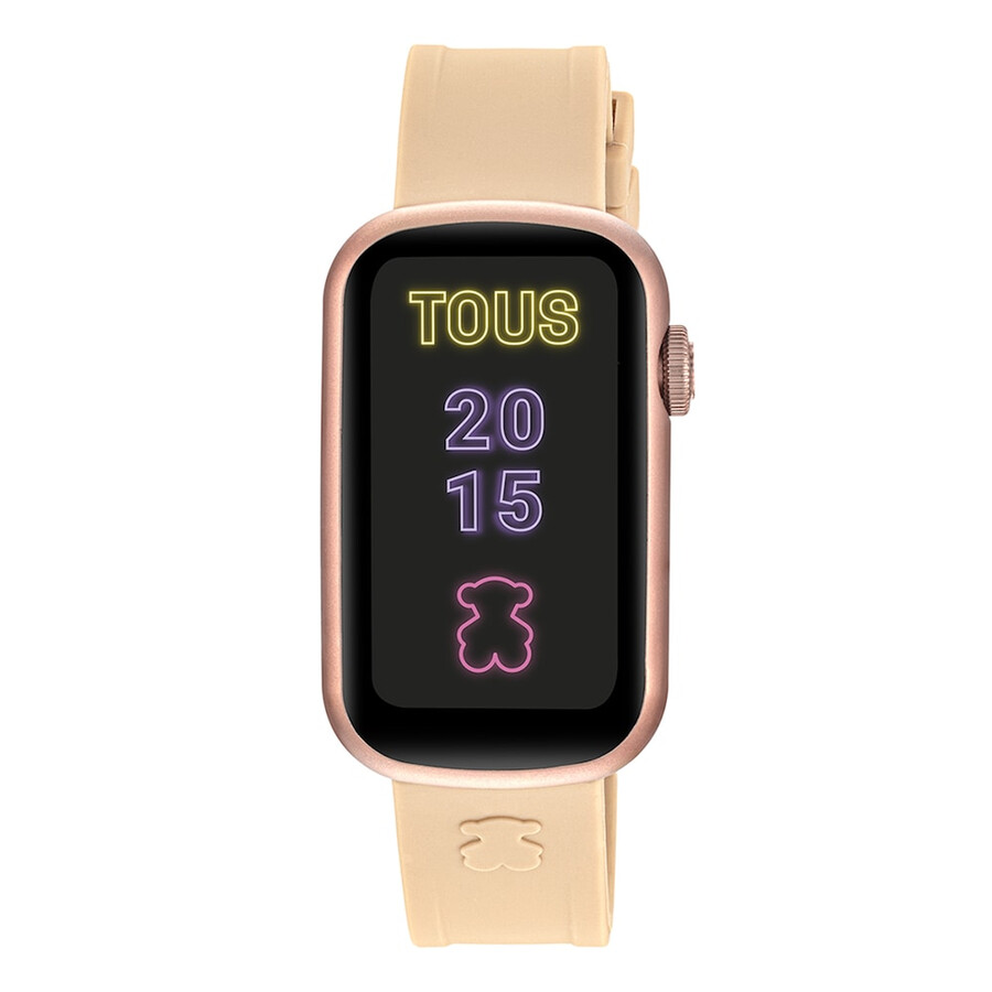 smartwatch mit nylonarmband und hellrosa silikonarmband t-band