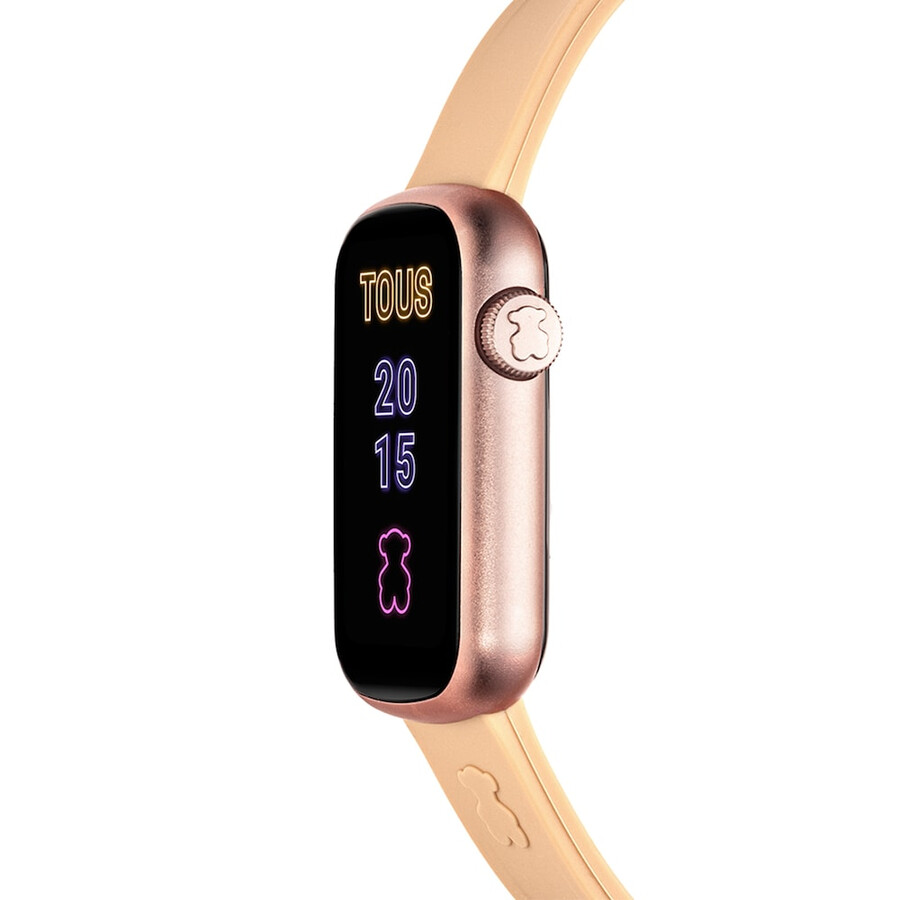 smartwatch mit nylonarmband und hellrosa silikonarmband t-band