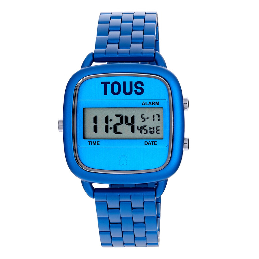 d-logo digitaluhr mit blauem stahlarmband