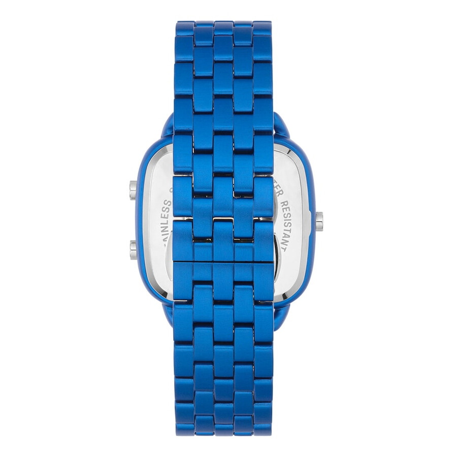 d-logo digitaluhr mit blauem stahlarmband
