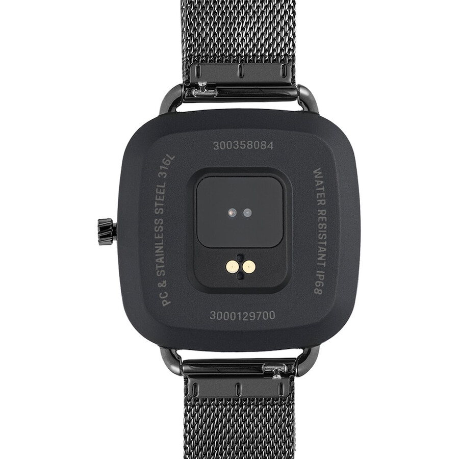d-connect smartwatch mit schwarzem ip-stahlarmband