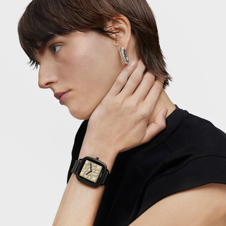 d-connect smartwatch mit schwarzem ip-stahlarmband