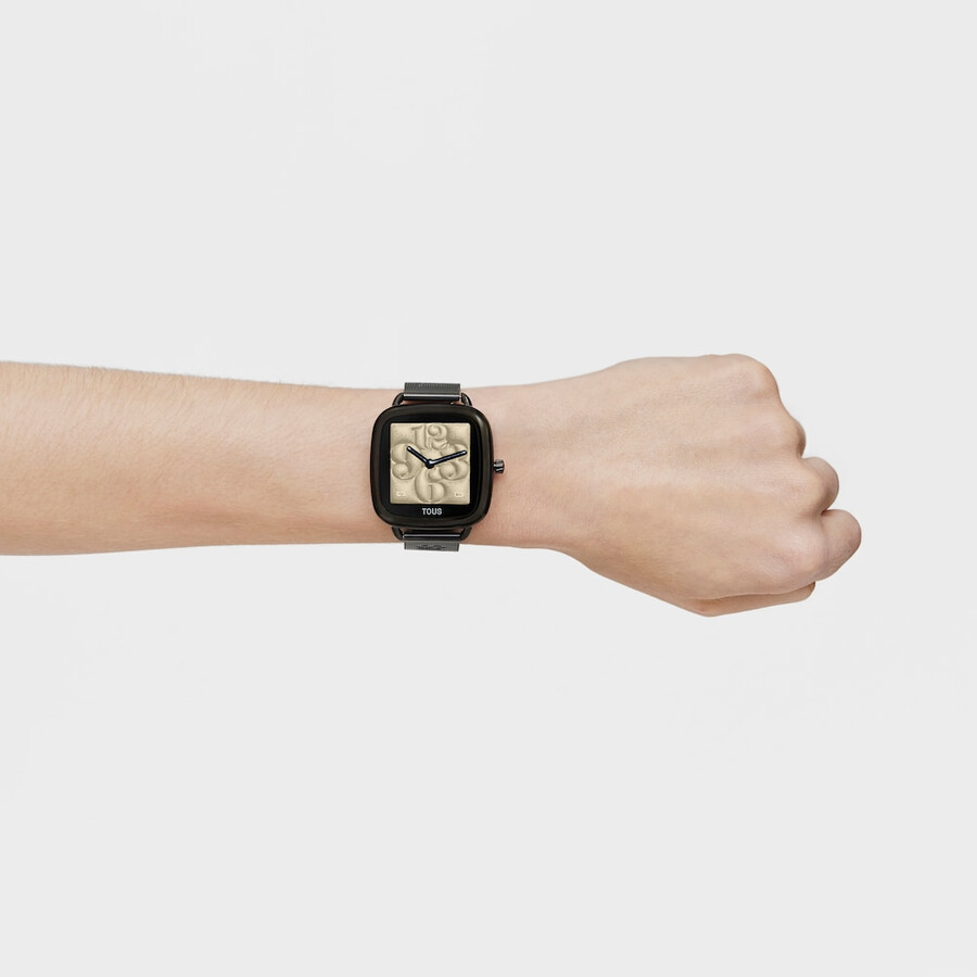 d-connect smartwatch mit schwarzem ip-stahlarmband
