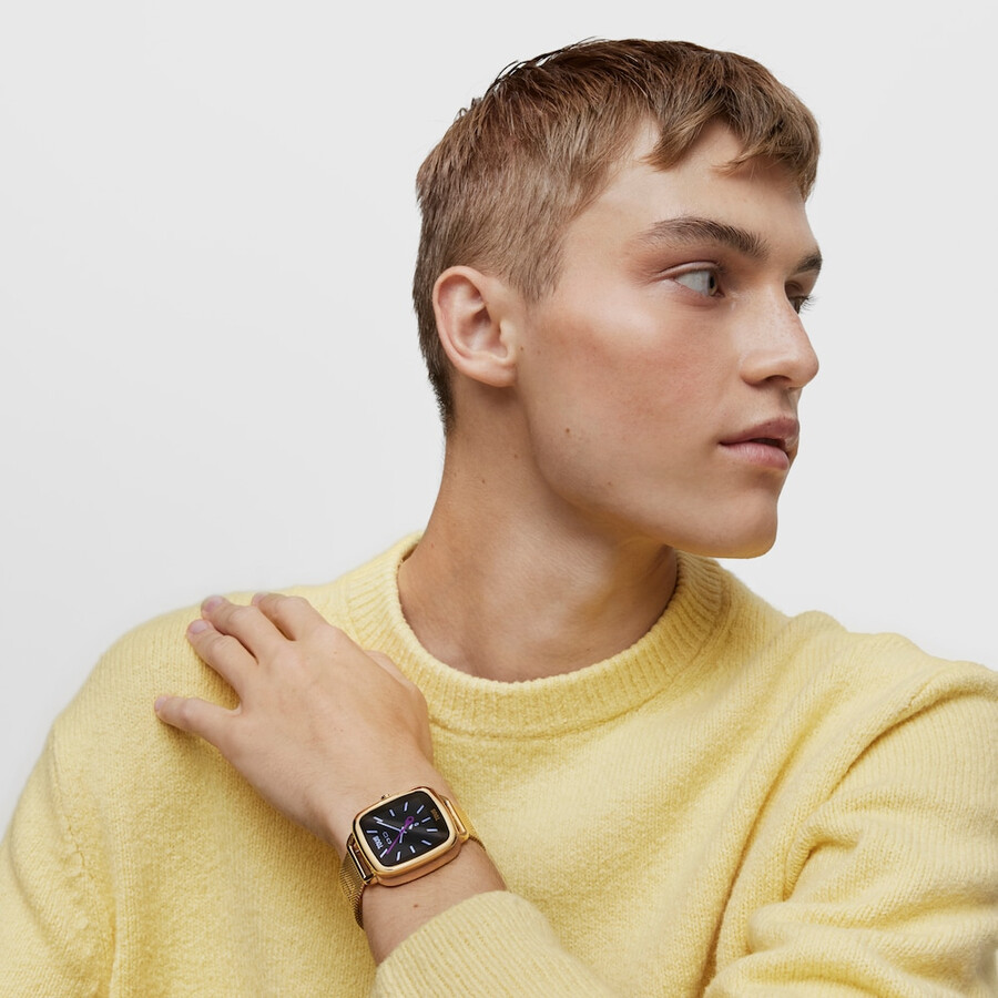 d-connect smartwatch mit goldfarbenem ipg-stahlarmband