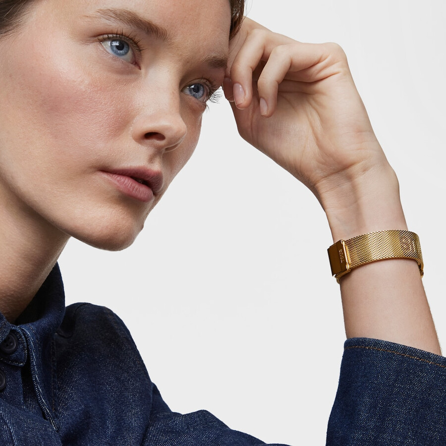 d-connect smartwatch mit goldfarbenem ipg-stahlarmband
