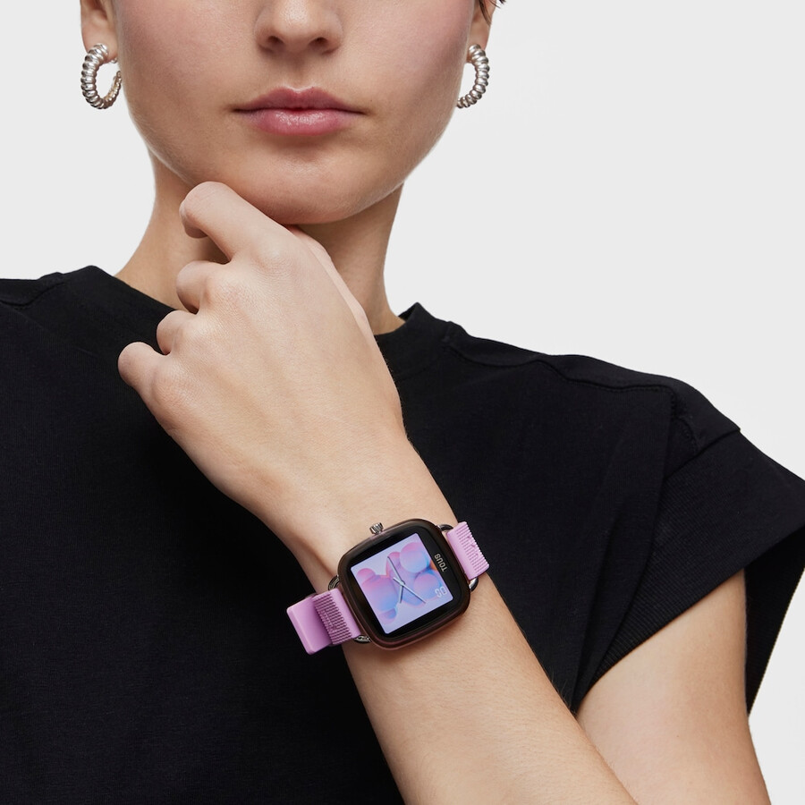 d-connect smartwatch mit rosa silikonarmband