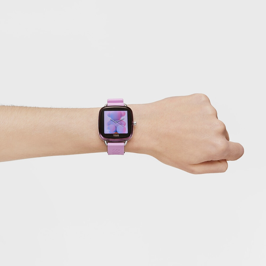 d-connect smartwatch mit rosa silikonarmband