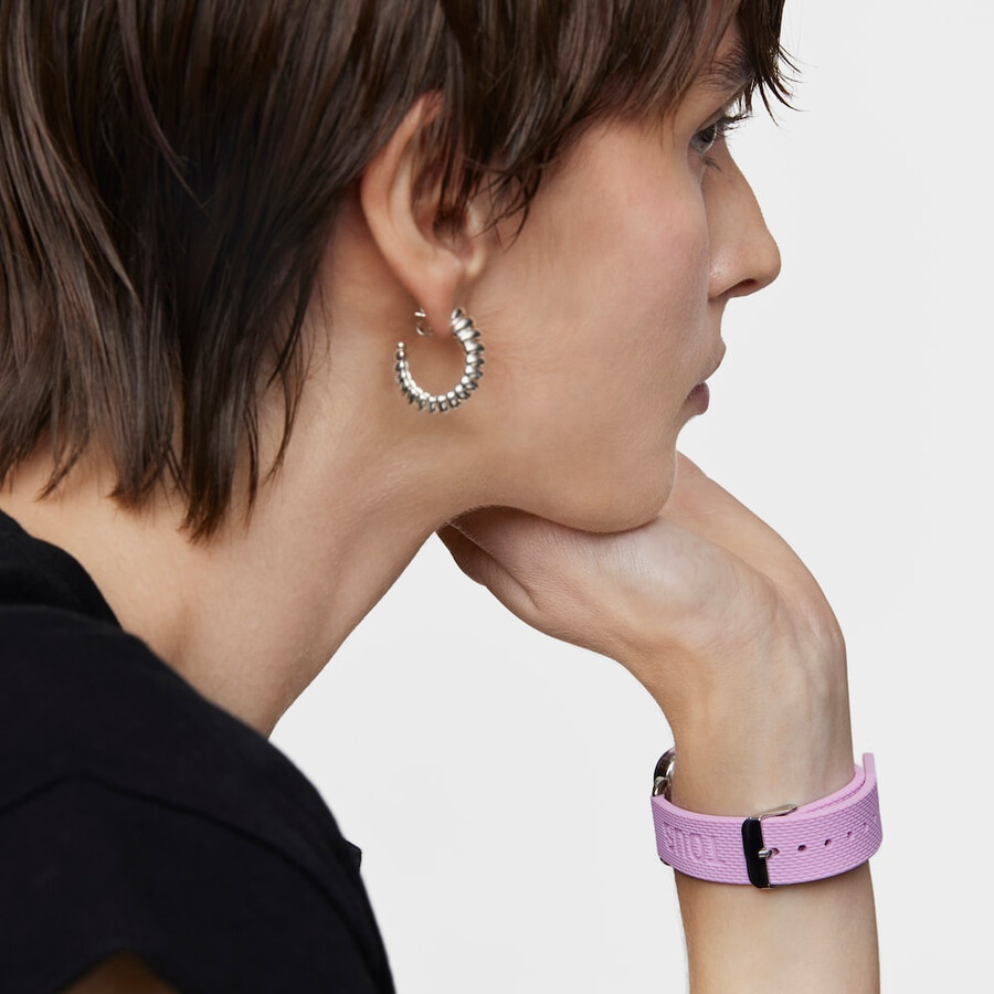 d-connect smartwatch mit rosa silikonarmband