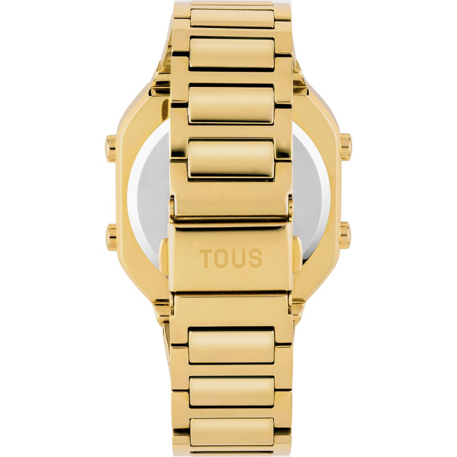digitale armbanduhr mit goldfarbenem ipg-stahlarmband und gehäuse mit leds d-bear