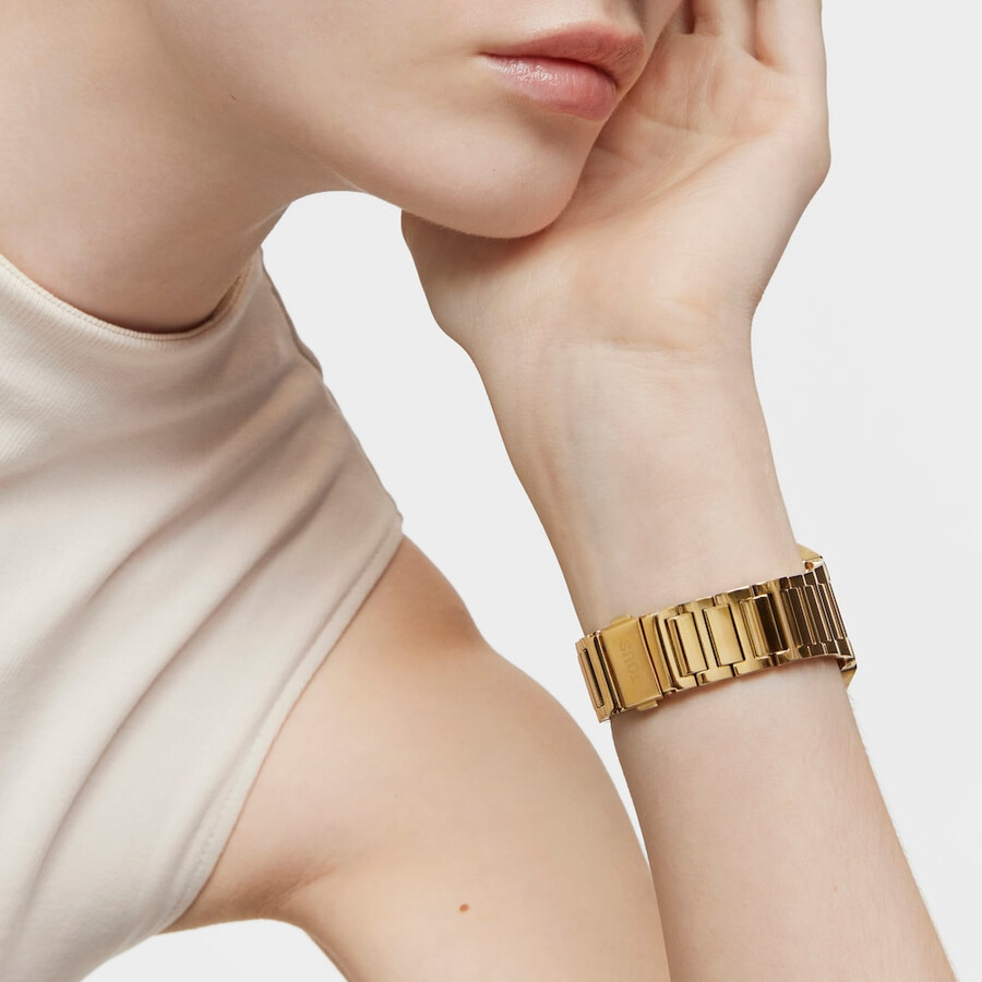 digitale armbanduhr mit goldfarbenem ipg-stahlarmband und gehäuse mit leds d-bear