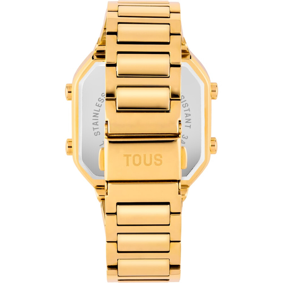 digitale armbanduhr mit goldfarbenem ipg-stahlarmband und zirkonia von d-bear