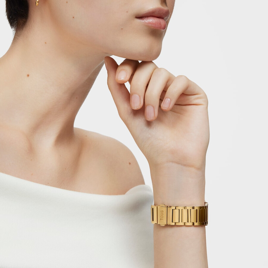 digitale armbanduhr mit goldfarbenem ipg-stahlarmband und zirkonia von d-bear