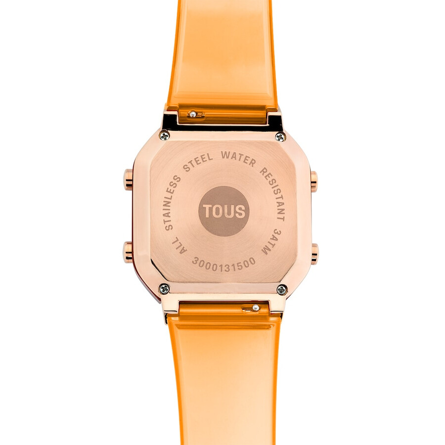 digitale armbanduhr d-bear fresh aus lachsfarbenem polycarbonat und rosafarbenem iprg-stahl