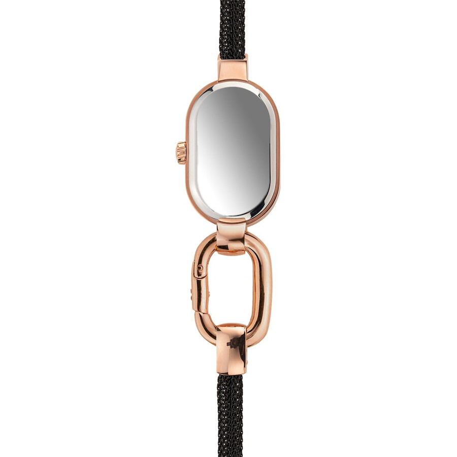 analoge armbanduhr mit schwarzem ip-stahlarmband und rosafarbenem iprg-stahlgehäuse tous hold oval