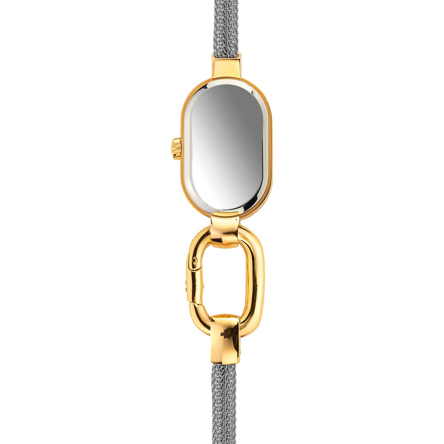 analoge armbanduhr mit stahlarmband und goldfarbenem ipg-gehäuse tous hold oval