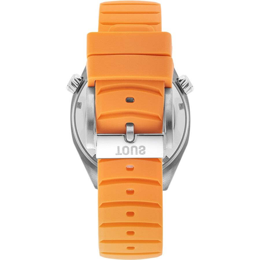 gmt-automatikuhr mit lachsfarbenem silikonarmband edelstahlgehäuse und perlmuttzifferblatt. jetzt erhältlich bei tous now.