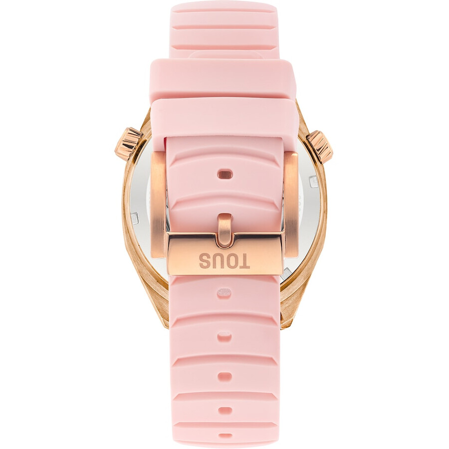 gmt-automatikuhr mit rosa silikonarmband rosafarbenem iprg-edelstahlgehäuse und perlmuttzifferblatt. jetzt erhältlich bei tous now.
