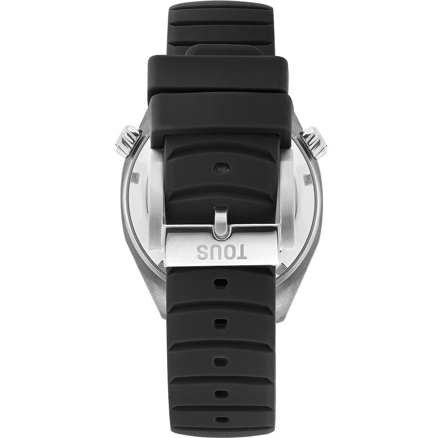 gmt-automatikuhr mit schwarzem silikonarmband stahlgehäuse und perlmuttzifferblatt von tous now.