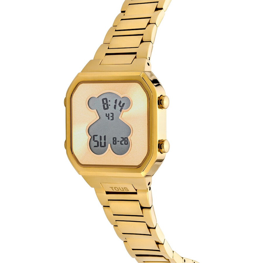 d-bear digitaluhr mit goldfarbenem ipg-stahlarmband