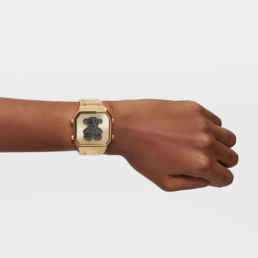 d-bear digitaluhr mit goldfarbenem ipg-stahlarmband