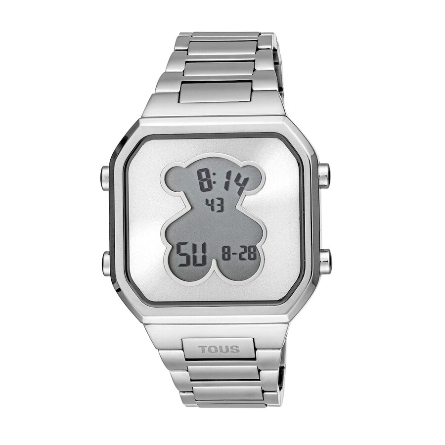 digitale armbanduhr mit edelstahlarmband d-bear