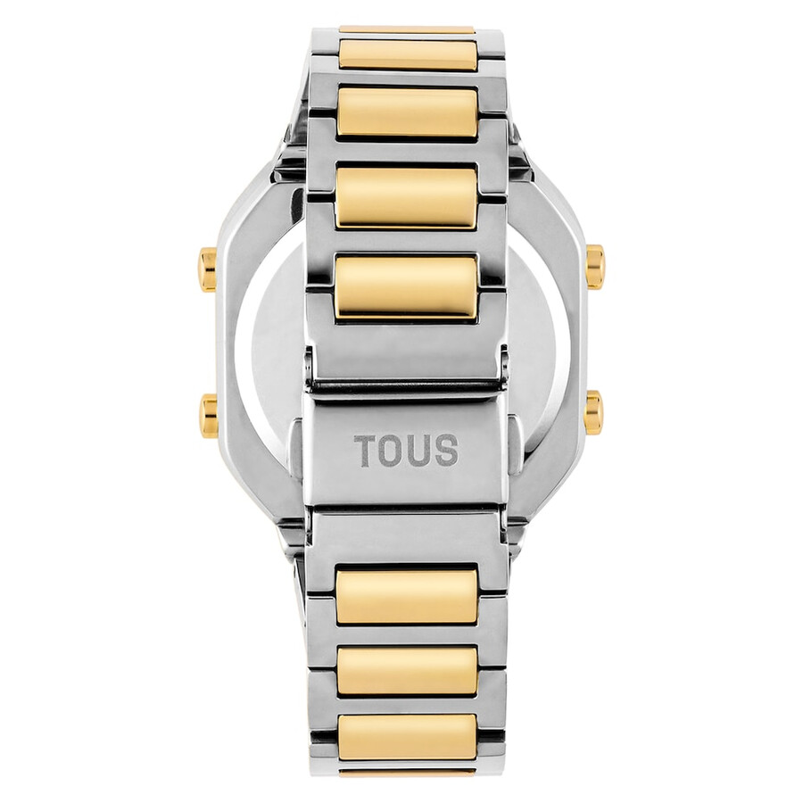 digitale armbanduhr mit edelstahlarmband und goldfarbenem ipg-stahlgehäuse d-bear