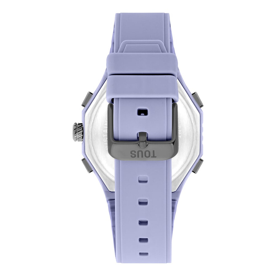 lilafarbene ip-stahl-analogdigital-uhr mit lilafarbenem nylonarmband