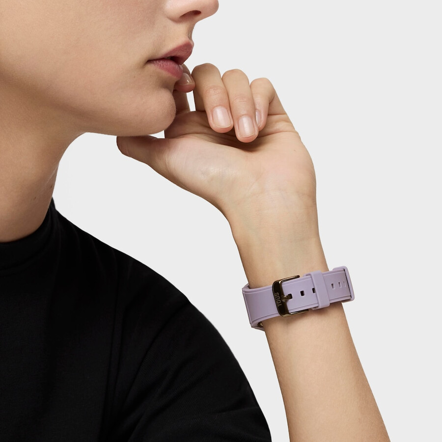 lilafarbene ip-stahl-analogdigital-uhr mit lilafarbenem nylonarmband