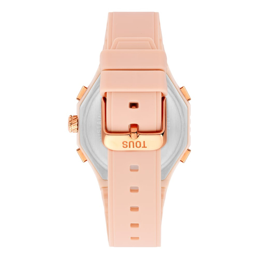 nudefarbene iprg-stahl-analog-digitaluhr mit rosa nylonarmband