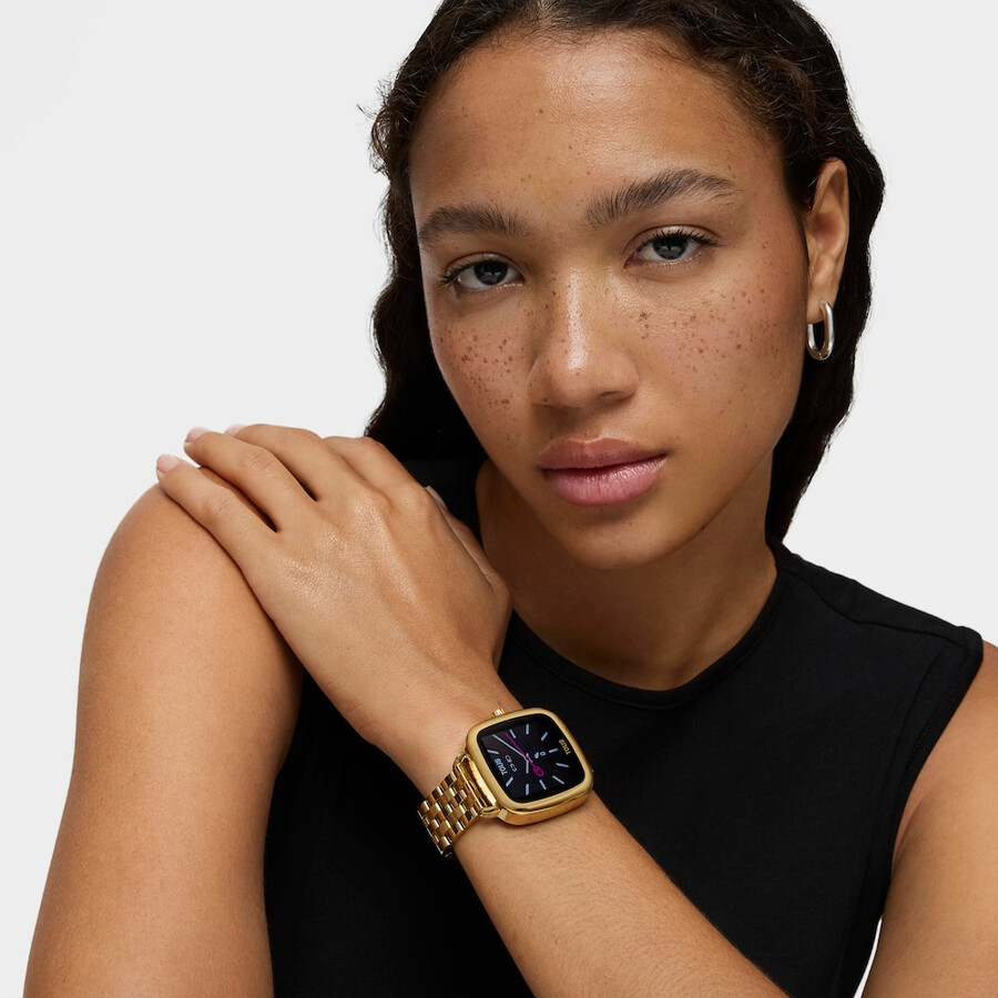 d-connect smartwatch mit goldfarbenem ipg-stahlarmband