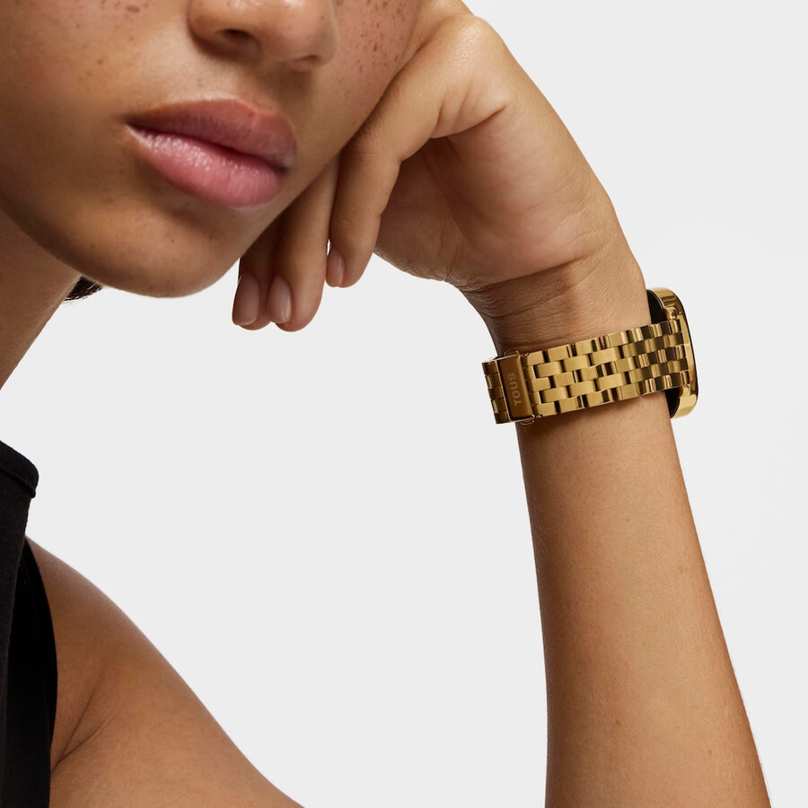 d-connect smartwatch mit goldfarbenem ipg-stahlarmband