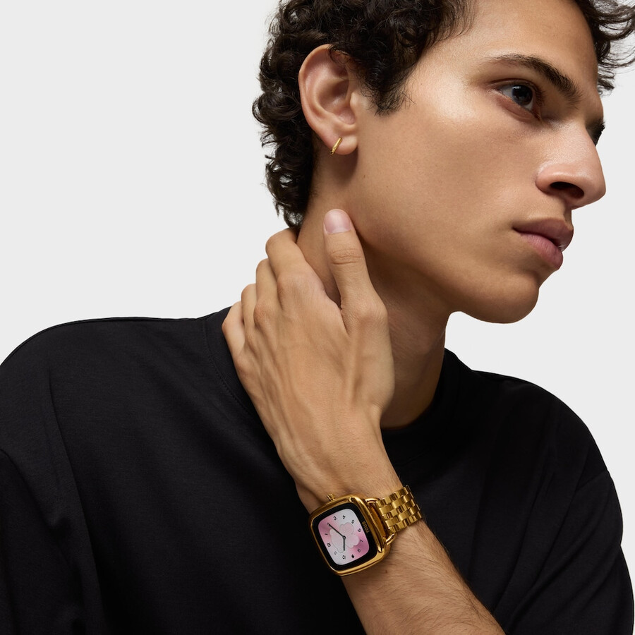 d-connect smartwatch mit goldfarbenem ipg-stahlarmband