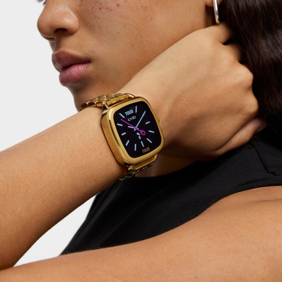 d-connect smartwatch mit goldfarbenem ipg-stahlarmband