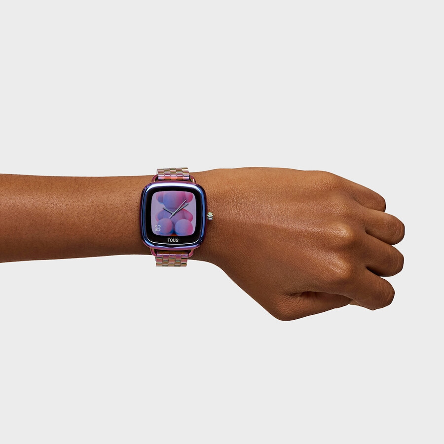 smartwatch mit schillerndem ip-stahlarmband von d-connect