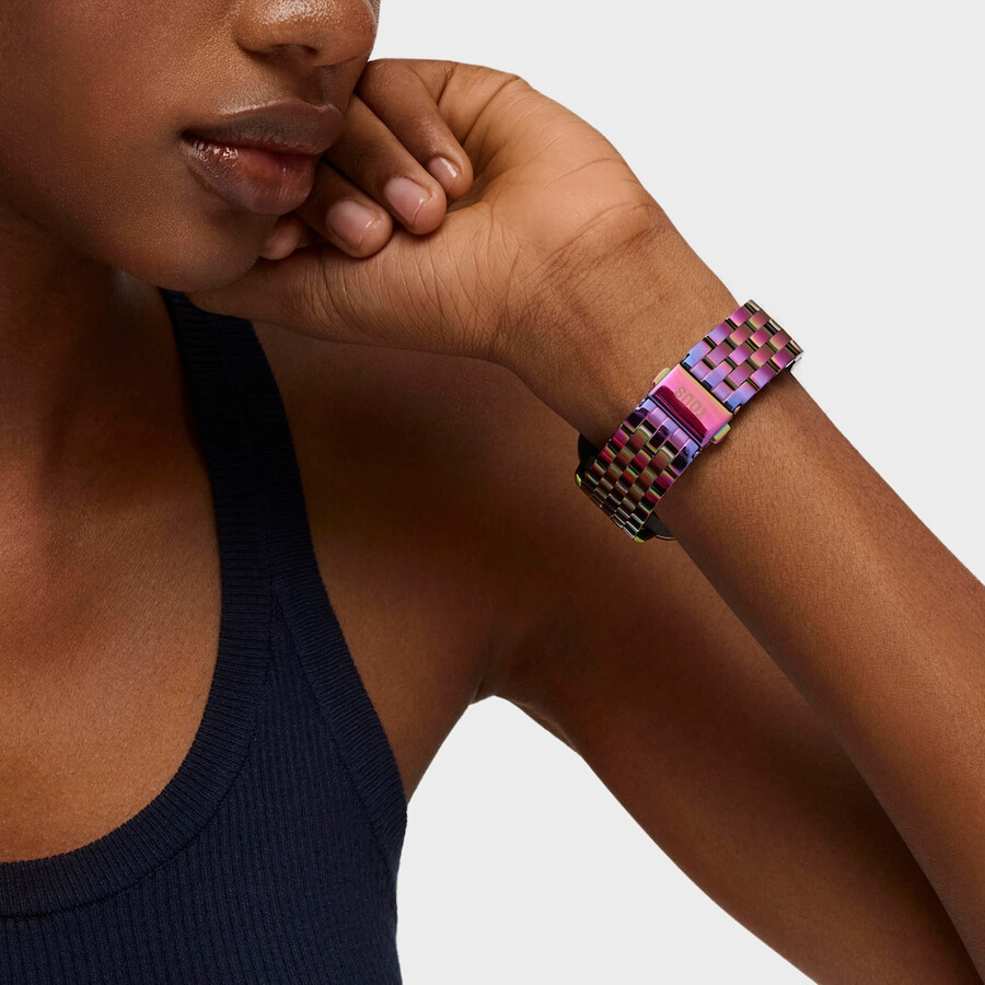 smartwatch mit schillerndem ip-stahlarmband von d-connect