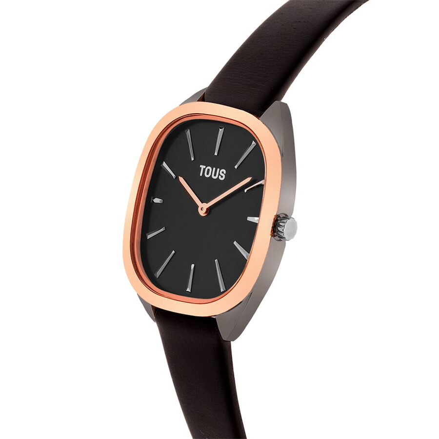 pinkfarbene iprg-stahl-analog-uhr mit schwarzem lederarmband heritage