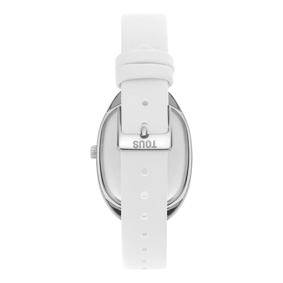 analoge armbanduhr aus stahl mit weißem lederarmband heritage