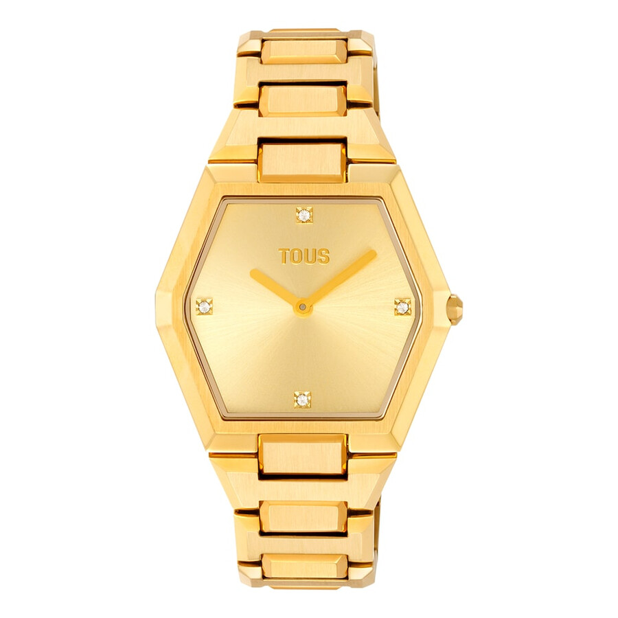analoge uhr mit goldfarbenem ipg-stahlarmband karat