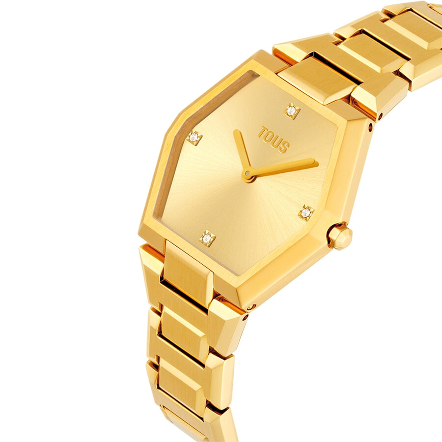 analoge uhr mit goldfarbenem ipg-stahlarmband karat