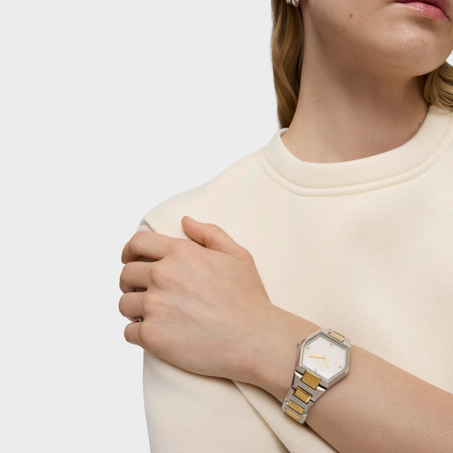 digitaluhr mit edelstahl- und goldfarbenem ipg-stahlarmband karat