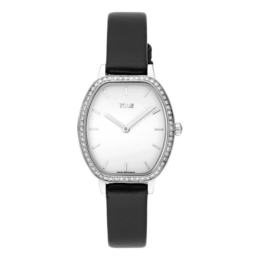 schweizer uhrwerk analoge stahluhr mit 054 ct diamanten und schwarzem lederarmband les classiques