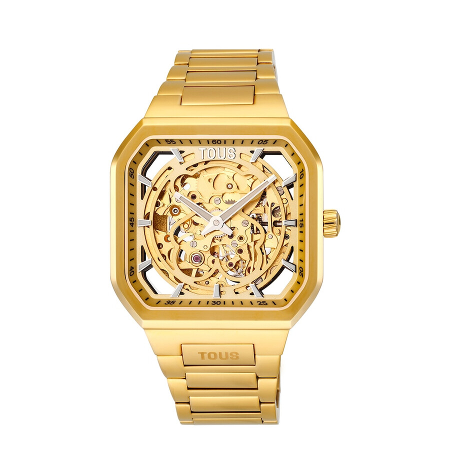 analoge uhr mit goldfarbenem ipg-stahlarmband von d-bear now