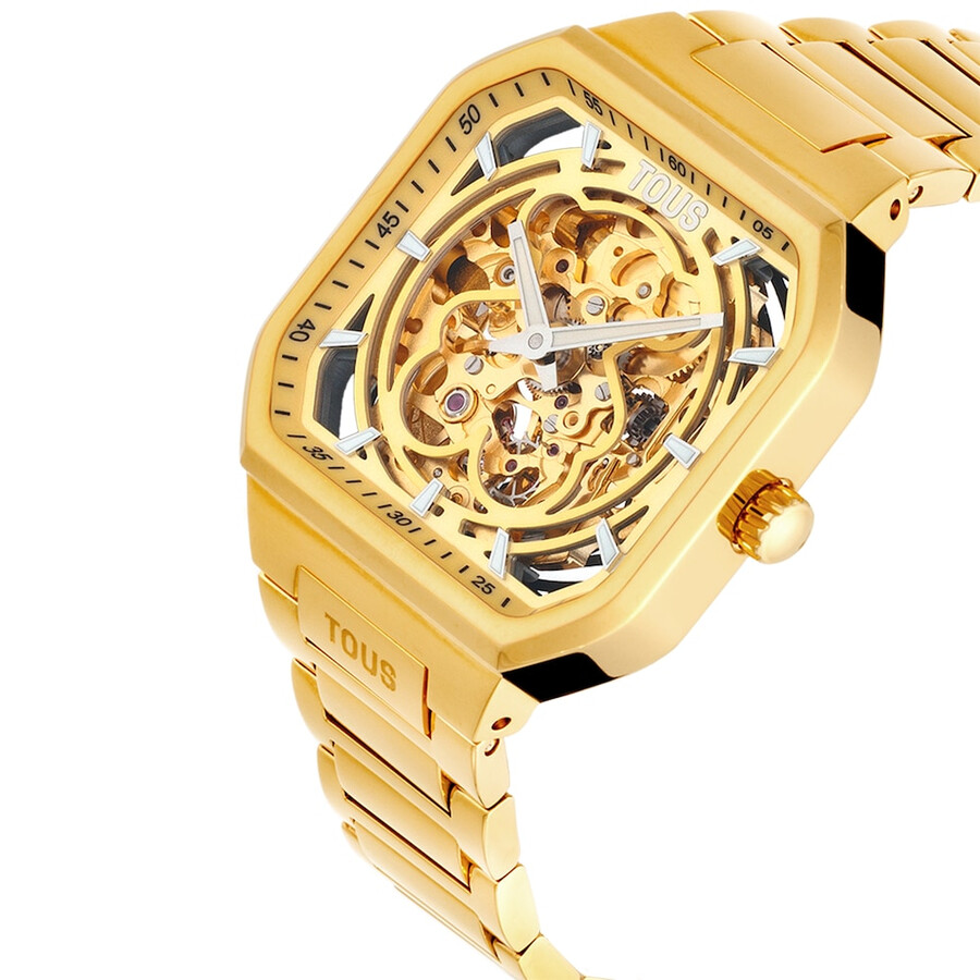 analoge uhr mit goldfarbenem ipg-stahlarmband von d-bear now