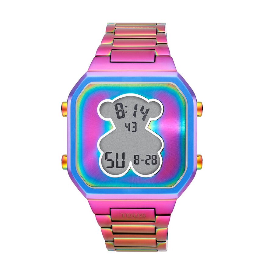 digitale uhr mit irisierendem ip-stahlarmband d-bear